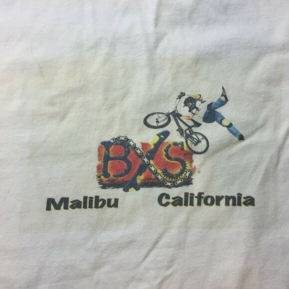Vintage Hanes Beefy-T Road Champs BMX Malibu Graphic White T-Shirt Size Large - Picture 4 of 6